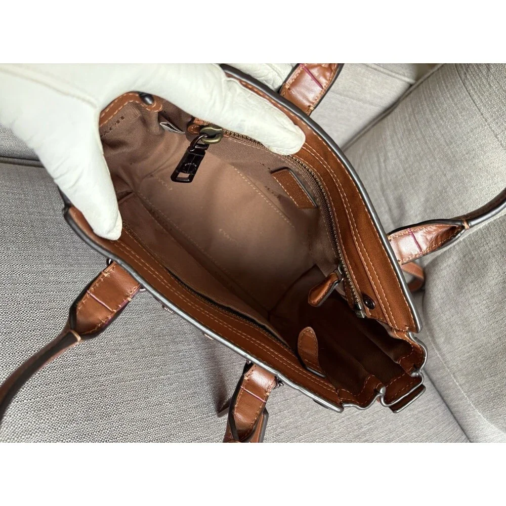 Coach Swagger 21 Carryall Satchel Crossbody Bag Exotic Croc-emboss Leather 37698